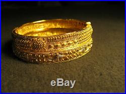 22K Gold Ornate Filigree Bangle pair, 2-1/4 Bracelet 41 grams