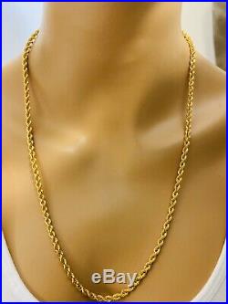 22K Gold Rope Mens Chain Necklace With 24 4mm USA Seller