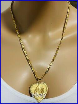 22K Real Saudi UAE Gold 916 Mens Womens Heart Necklace 22 Long 4.5mm 17.72gram
