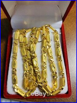 22K Saudi Gold Baht Chain Necklace With 22 Long