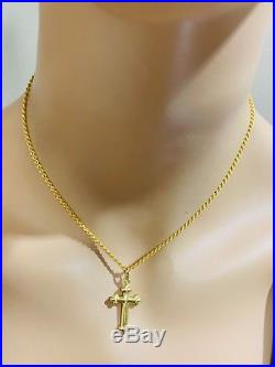 22K Saudi Gold Cross Necklace With 16 Long