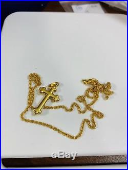 22K Saudi Gold Cross Necklace With 16 Long