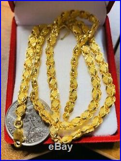 22K Saudi Gold Damascus Necklace With 18 Long