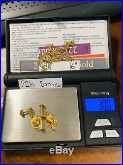 22K Saudi Gold Earring Dangle
