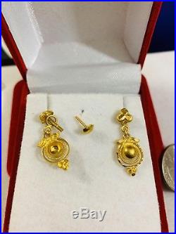 22K Saudi Gold Earring Dangle