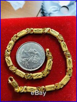 22K Saudi Gold Fine Baht Mens Bracelet 8.5 Long 5mm