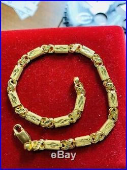 22K Saudi Gold Fine Baht Mens Bracelet 8.5 Long 5mm