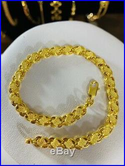 22K Saudi Gold Mens Damascus Bracelet 8.8 Long 5mm