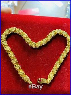 22K Saudi Gold Mens Damascus Bracelet 8.8 Long 5mm