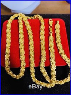 22K Saudi Gold Mens Damascus Chain Necklace With 22 Long