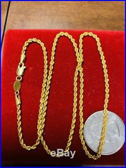 22K Saudi Gold Rope Chain Necklace With 18 Long