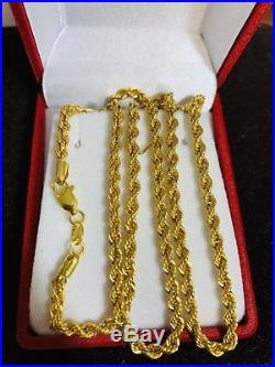22K Saudi Gold Rope Necklace With 22 Long