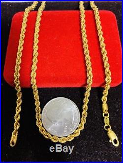 22K Saudi Gold Rope Necklace With 22 Long