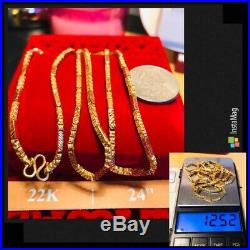 22K Saudi Gold Set Chain Necklace With 24 Long