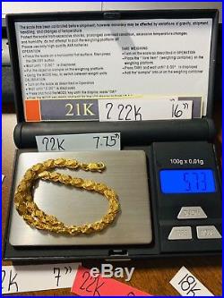 22K Saudi Gold Unisex Bracelet 7.75