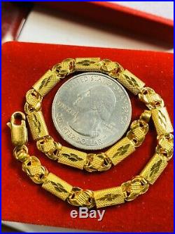 22K Saudi Gold Womens Baht Bracelet 7 Long 5mm Fits Sm/med