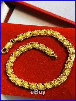 22K Saudi Gold Womens Damascus Bracelet 7.2 Long 5mm Fits Sm/med