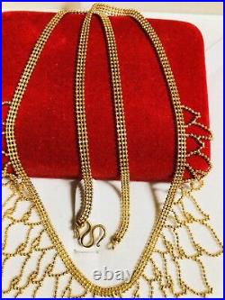 22K Saudi Gold Womens Layer Necklace With 16-17 Long chain 14.71g Fast Ship