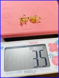 22K Saudi YELLOW Gold 916 Womens Dangle Set Earring FREESHIP USA Seller 3.5G