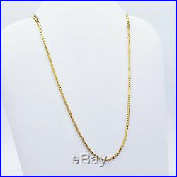 22K Solid Gold Chain Necklace 16 Choker Box Spring Ring Clasp 0.95mm Hallmarked