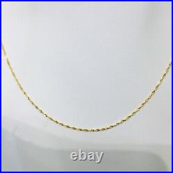 22K Solid Gold Chain Necklace 16 Singapore Twist Curb Thin 1.55mm Hallmarked