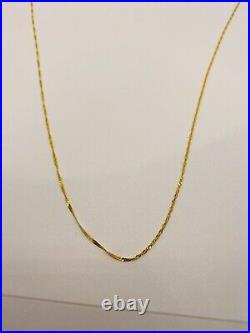 22K Solid Gold Chain Necklace 16 Singapore Twist Curb Thin 1.55mm Hallmarked
