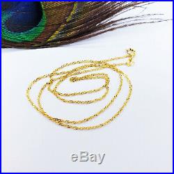 22K Solid Gold Chain Necklace 18.25 Singapore Twist Curb Thin 1.25mm Hallmarked