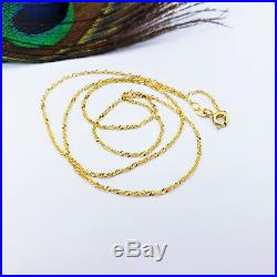 22K Solid Gold Chain Necklace 18.25 Singapore Twist Curb Thin 1.25mm Hallmarked