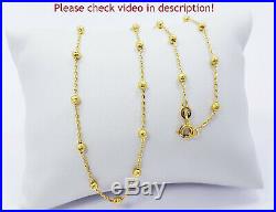 22K Solid Gold Chain Necklace 19.75 Flat Link Cable Hollow Beaded Hallmark 22K
