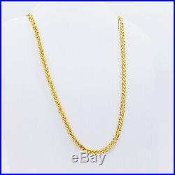 22K Solid Gold Chain Necklace 19.75 Wheat 2mm Thick Hallmarked 916 HIGH QUALITY