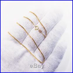 22K Solid Yellow Gold Chain Necklace 16 Cuban/Curb Spring Ring Clasp Thin 2.92g