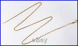 22K Solid Yellow Gold Chain Necklace 16 Cuban/Curb Spring Ring Clasp Thin 2.92g