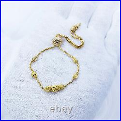 22K Solid Yellow Gold Female Bolo Bracelet 5 to 7.75 Slider Clasp Hallmark 916