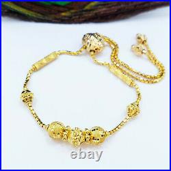 22K Solid Yellow Gold Female Bolo Bracelet 5 to 8 Slider Clasp Hallmarked 916