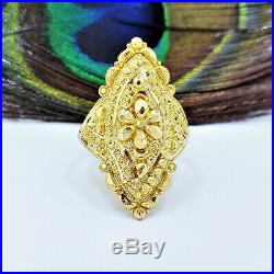 22K Solid Yellow Gold RING US 6.5 Women Genuine Hallmarked 22KT 916 Handcrafted