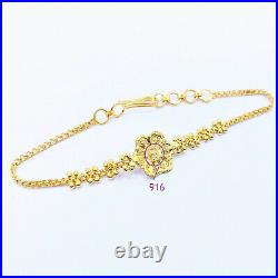 22K Solid Yellow Gold Women Bracelet 6.5-7.25 Handcrafted Genuine Hallmark 916