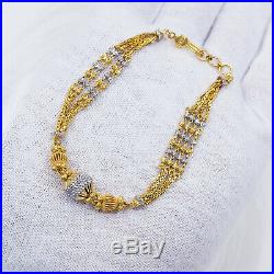 22K Solid Yellow White Gold Women Bracelet 6.75-7.25 Hook Clasp Hallmarked 916