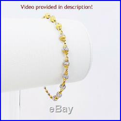 22K Solid Yellow White Gold Women Bracelet 7 Hook Clasp Hallmark 916 GOLDSHINE