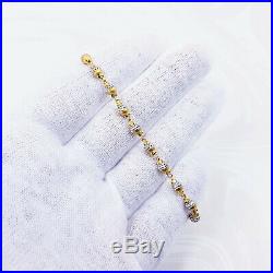 22K Solid Yellow White Gold Women Bracelet 7 Hook Clasp Hallmark 916 GOLDSHINE