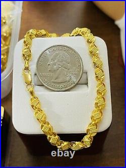22K Yellow Fine Saudi UAE Gold 916 Womens 6 long Damascus Bracelet 6mm 4.42g