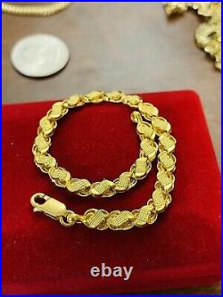 22K Yellow Fine Saudi UAE Gold 916 Womens 7 long Damascus Bracelet 6mm 4.82g
