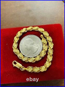 22K Yellow Fine Saudi UAE Gold 916 Womens 7 long Damascus Bracelet 6mm 4.82g