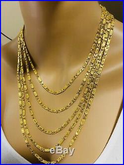 22K Yellow Gold 916 Mens Baht Chain Necklace With 24 Long 4mm USA Seller