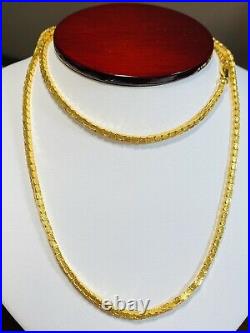 22K Yellow Gold 916 Mens Damascus Chain Necklace With 24 Long 2.5mm 17.21g