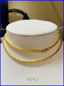 22K Yellow Gold 916 Mens Damascus Chain Necklace With 24 Long 2.5mm 17.21g