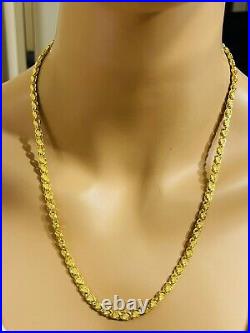 22K Yellow Gold 916 Mens Womens Damascus Necklace With 22 Long 5mm Wide 12.4g