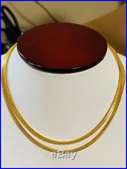 22K Yellow Gold 916 Unisex Snake Chain Necklace With 24 Long 2.5 mm USA Seller