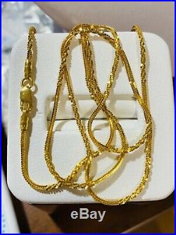 22K Yellow Gold 916 Womens Chain Necklace With 22 Long 1.6mm USA Seller