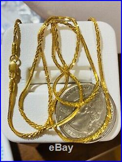 22K Yellow Gold 916 Womens Chain Necklace With 22 Long 1.6mm USA Seller