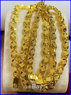 22K Yellow Gold 916 Womens Size Damascus Chain Necklace With 20 Long 5mm 11g
